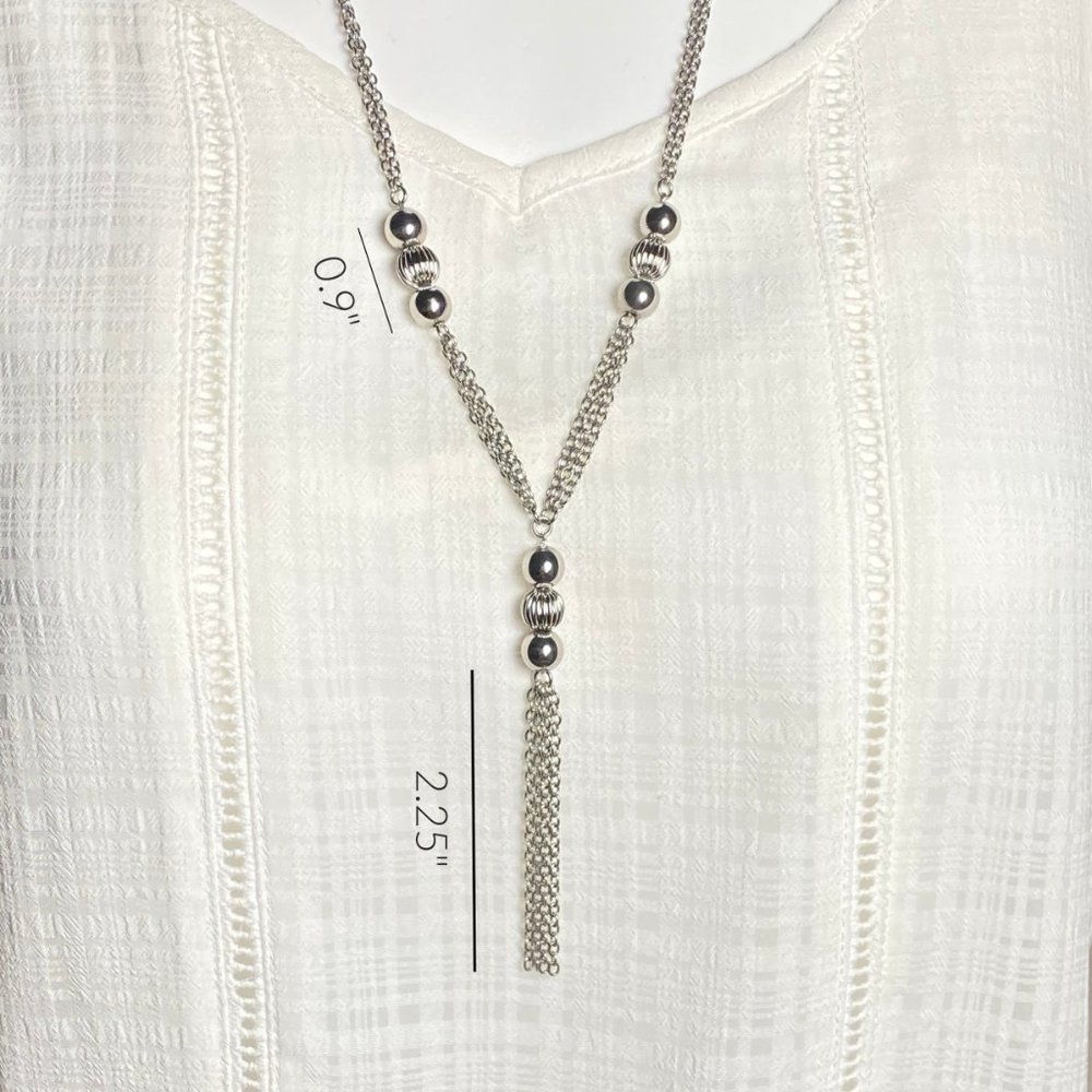 Tassel Necklace Stainless Steel 29" - Picture 3 of 4